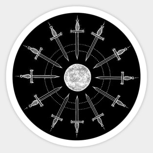 Sword Dance Moon in Black Circle Sticker